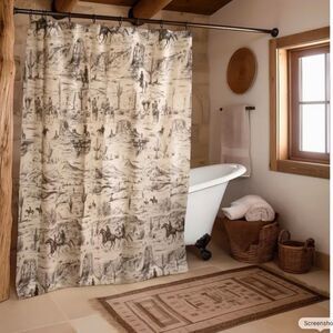 Western Cowboy Cotton Shower Curtain Rodeo Yellowstone Bath